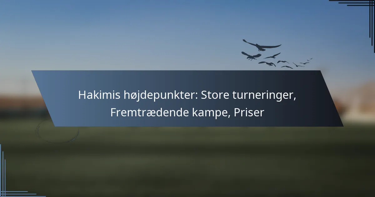 Hakimis højdepunkter: Store turneringer, Fremtrædende kampe, Priser