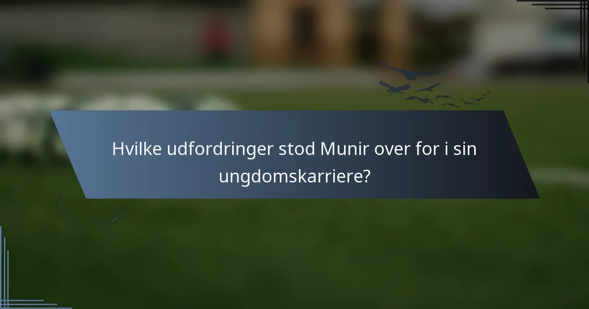 Hvilke udfordringer stod Munir over for i sin ungdomskarriere?