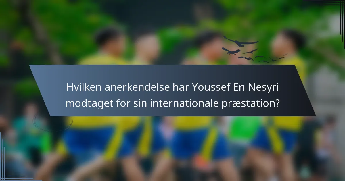 Hvilken anerkendelse har Youssef En-Nesyri modtaget for sin internationale præstation?